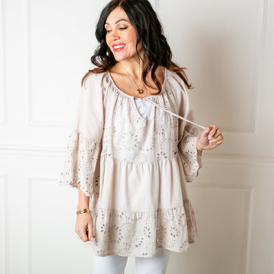 Cotton Embroidery Peplum Top